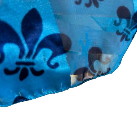 Scarf Lot of 2 Blue White Black fleur Del Lis Silk Feel New Orleans Saints - Picture 10 of 12
